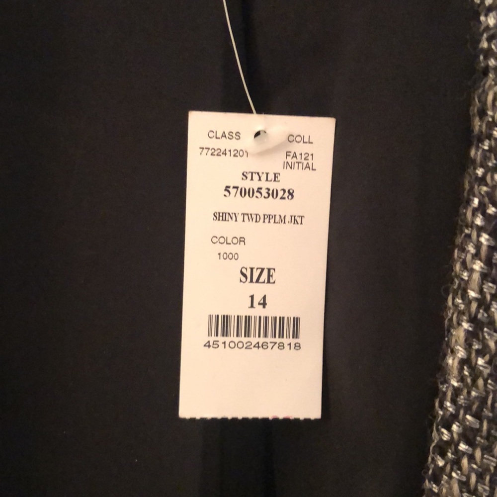White House Black market WHBM, black white silver tweed jacket size 14 - Picture 2 of 7
